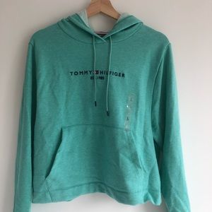 (BNWT) TOMMY HILFIGER MINT GREEN CROPPED STYLE HOODIE BRAND NEW WITH TAGS